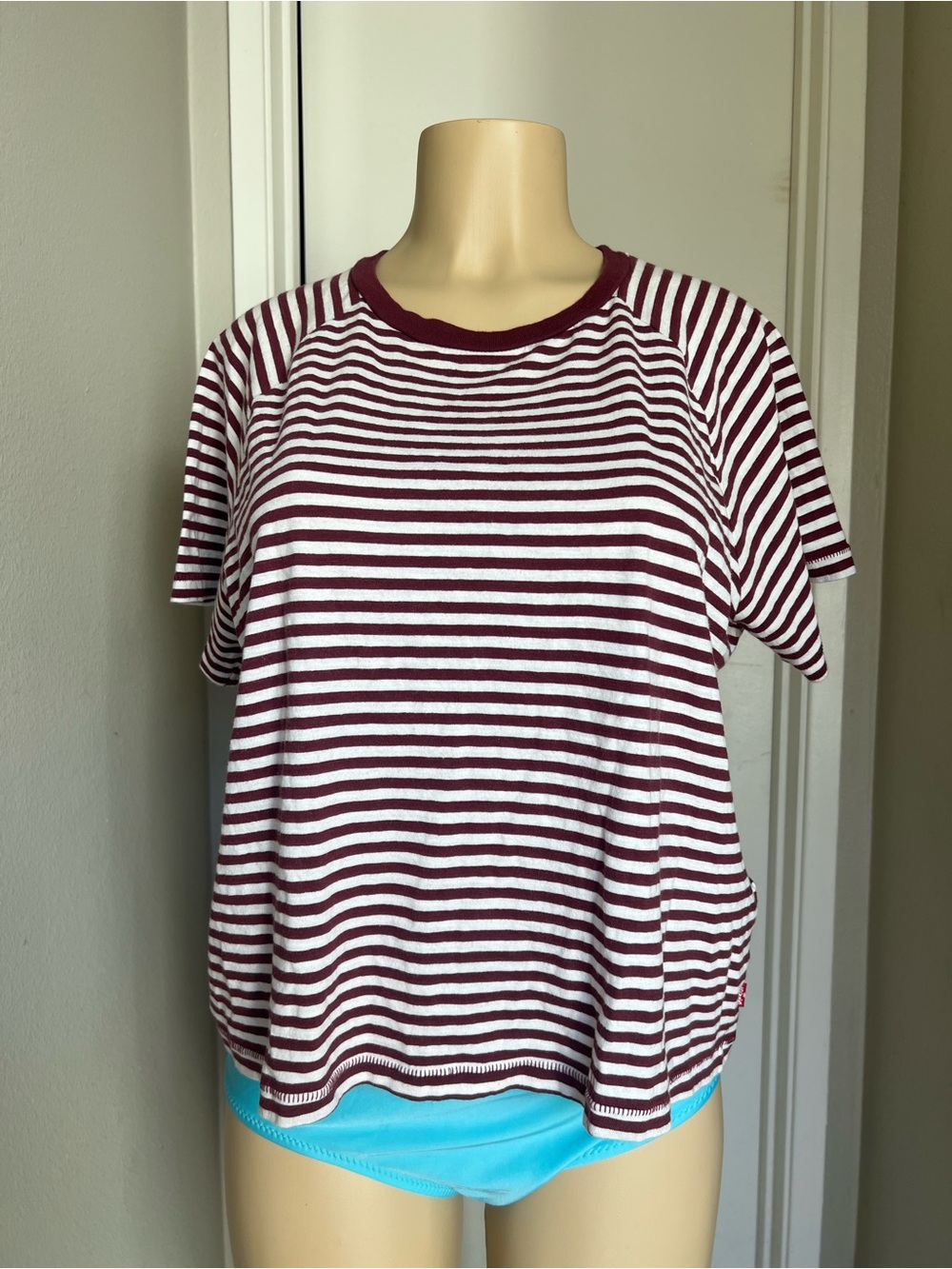 Levi's Burgundy & White Striped Tee